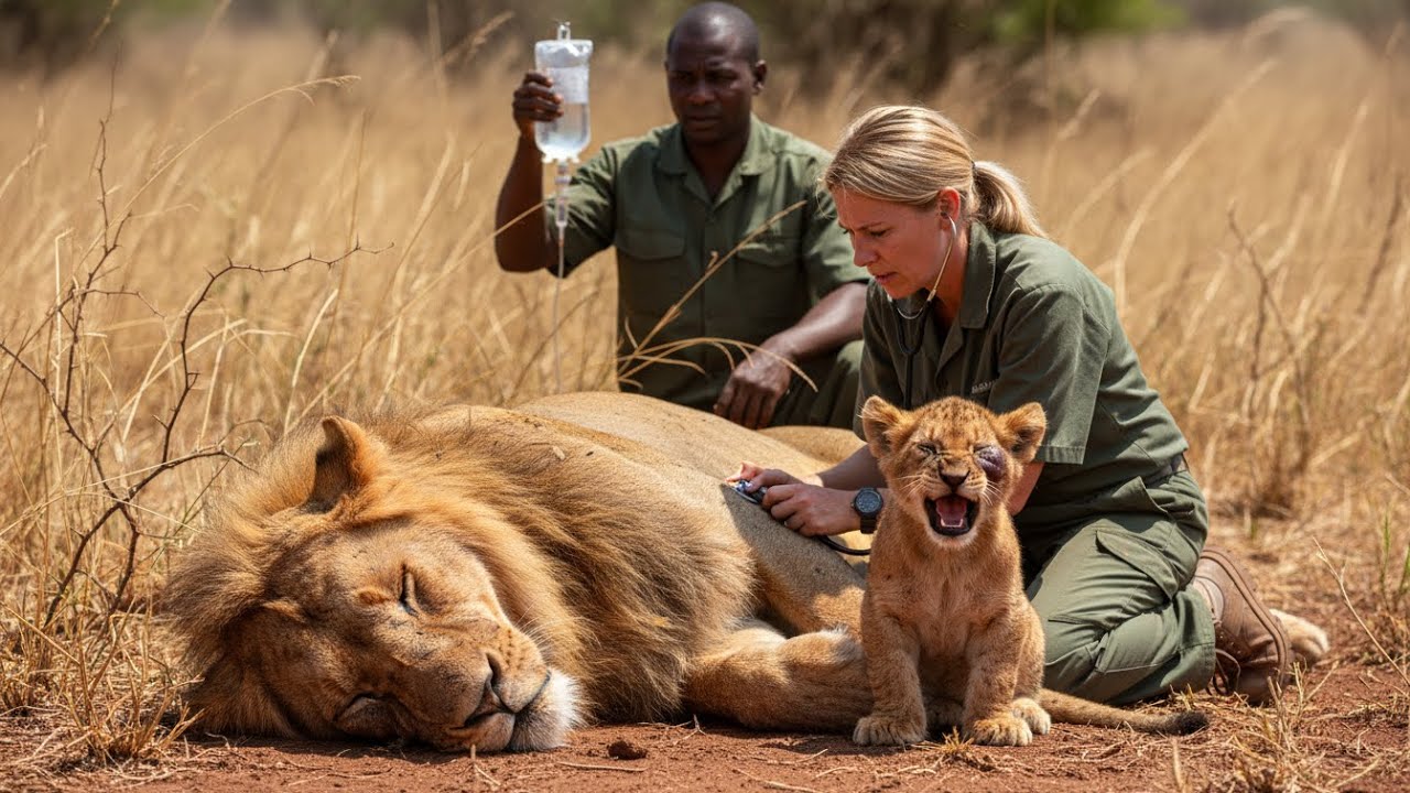 Rescuing a Father Lion After His Baby Cried for 24 Hours – The Recovery Is Shocking
