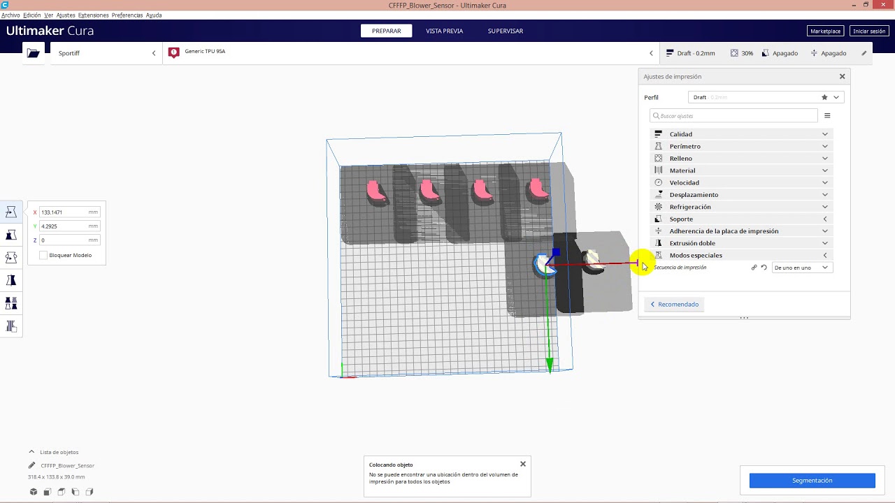 Cura 4.7 - Como imprimir en serie de una en una las piezas