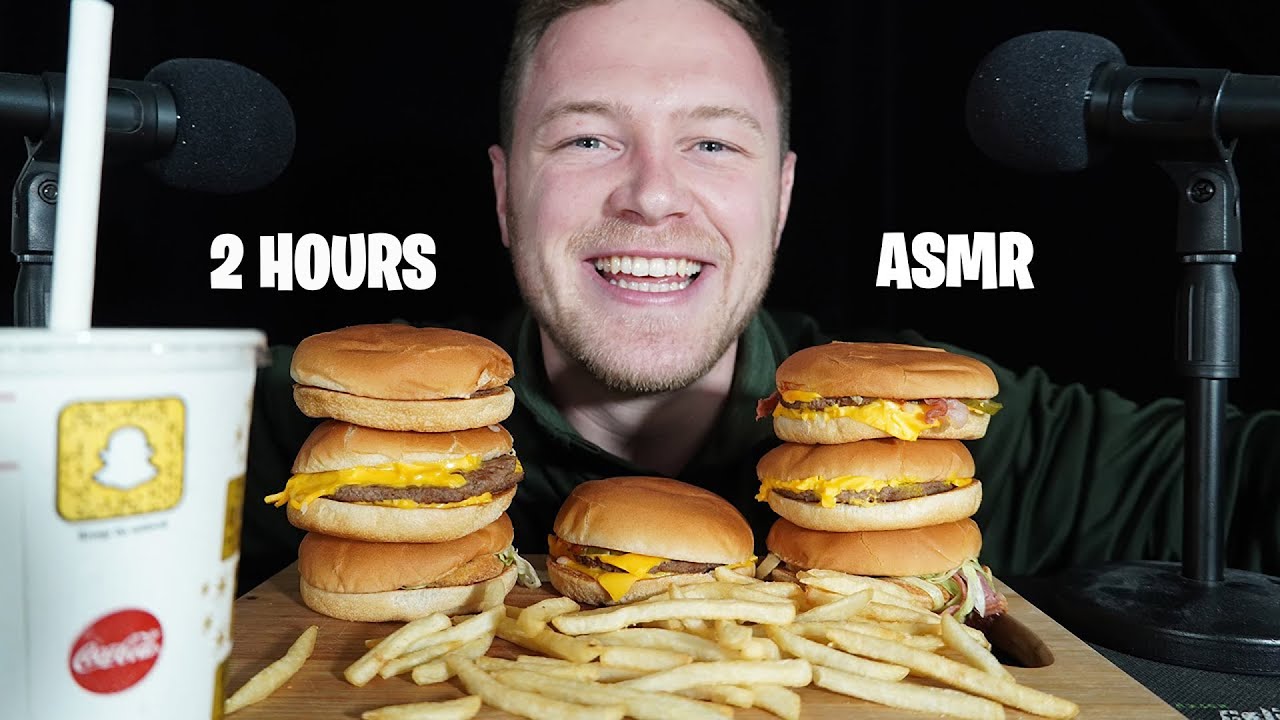 ASMR MCDONALDS 2 HOURS OF EATING AND SOFT WHISPERS - MUKBANG