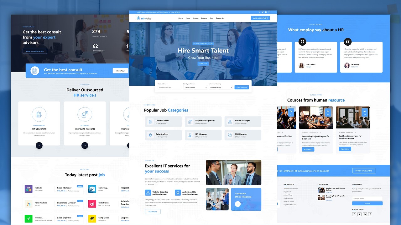 Human Resources & Recruiting Website Design | Full Responsive HR Template (HTML CSS)