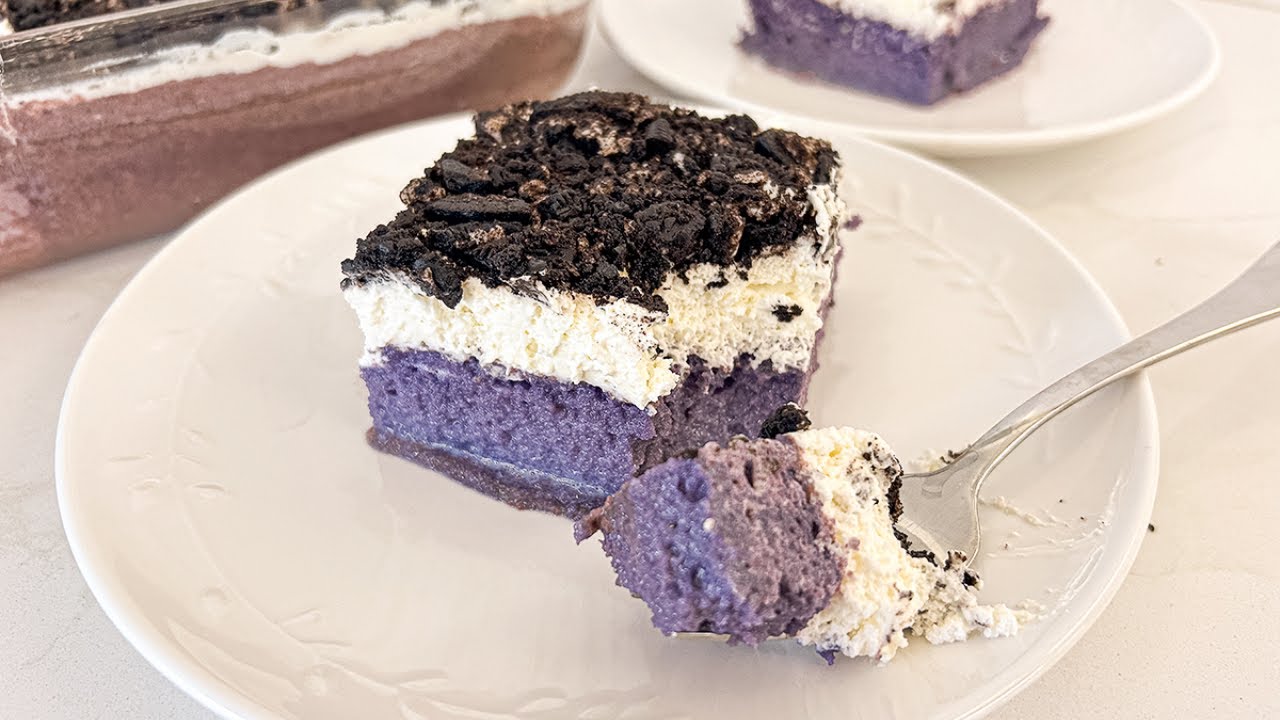ube cookie tres leches 🍠 | soft and moist cake | baking ASMR