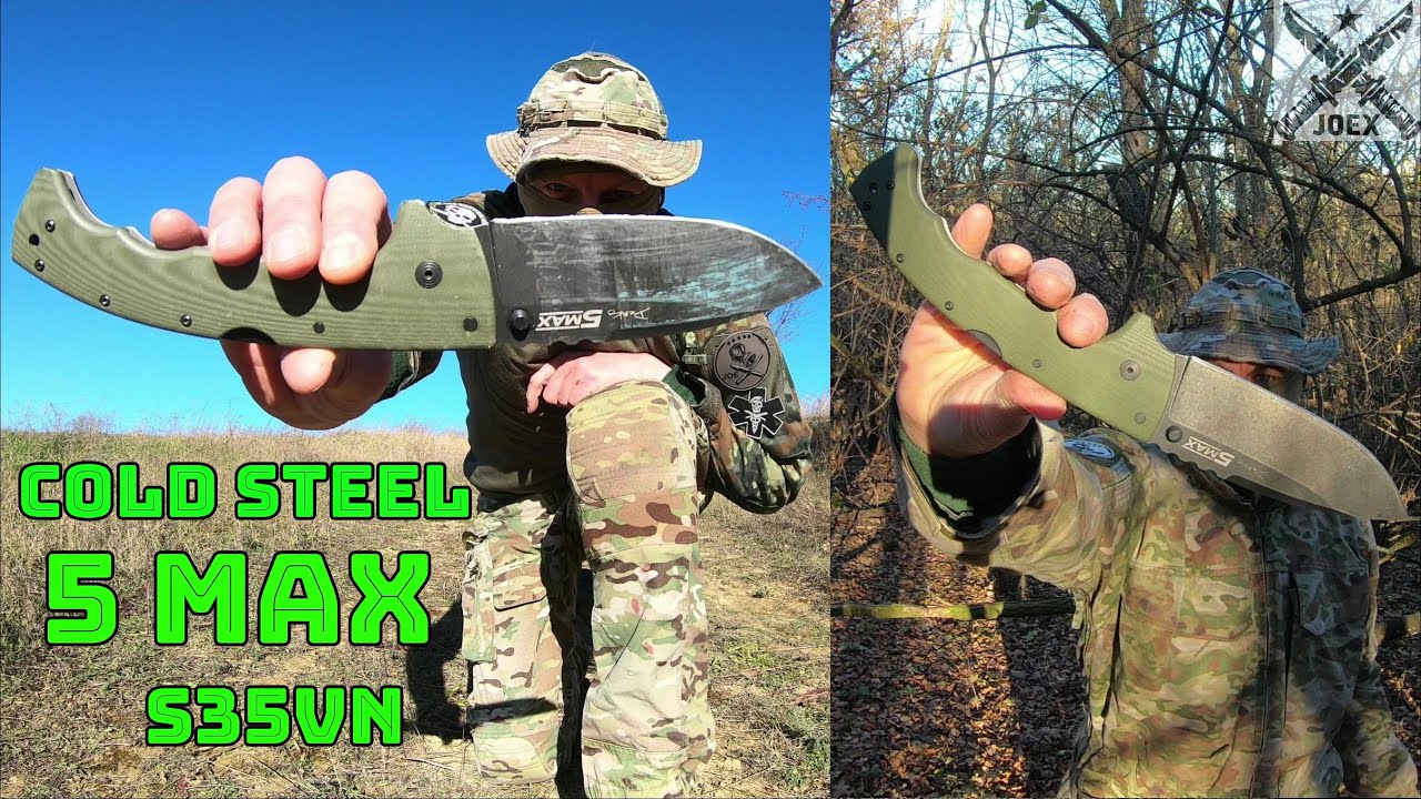 COLD STEEL 5 MAX ELITE - CPM S35VN - GSM FOLDER KNIFE DESTRUCTION TEST - UNTIL IT BREAKS -G10 HANDLE