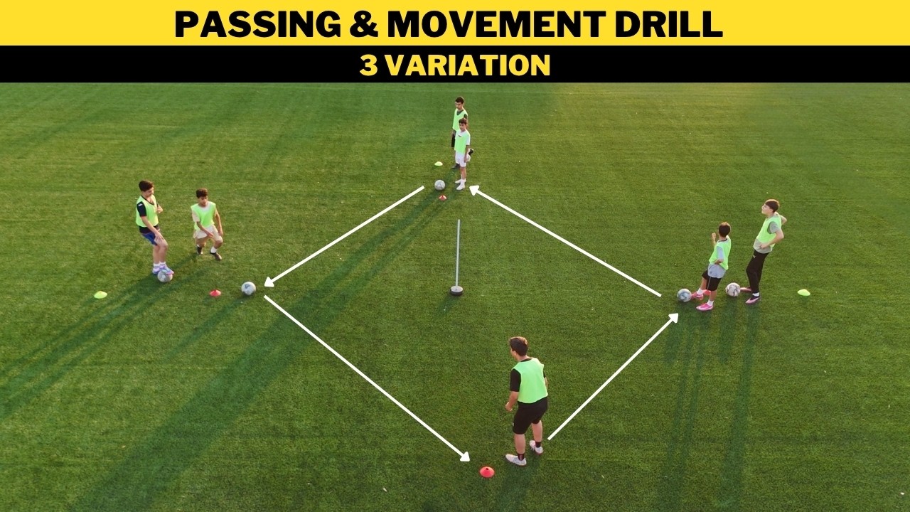 Passing & Movement Drill | First Touch, 1-2 Pass | 3 Variations | Football/Soccer Training