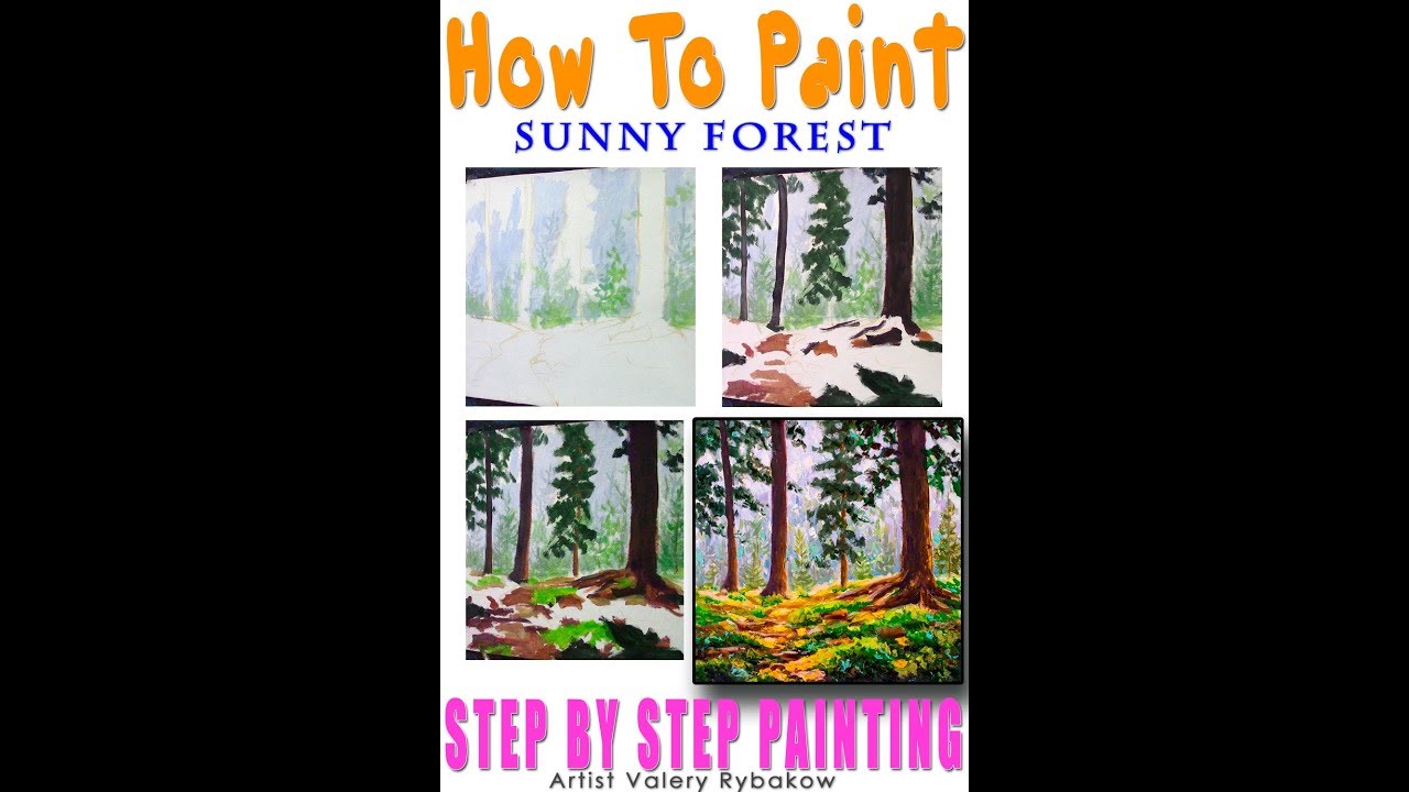 How to paint SUNNY FOREST LANDSCAPE. Speed Painting Art Tutorial.