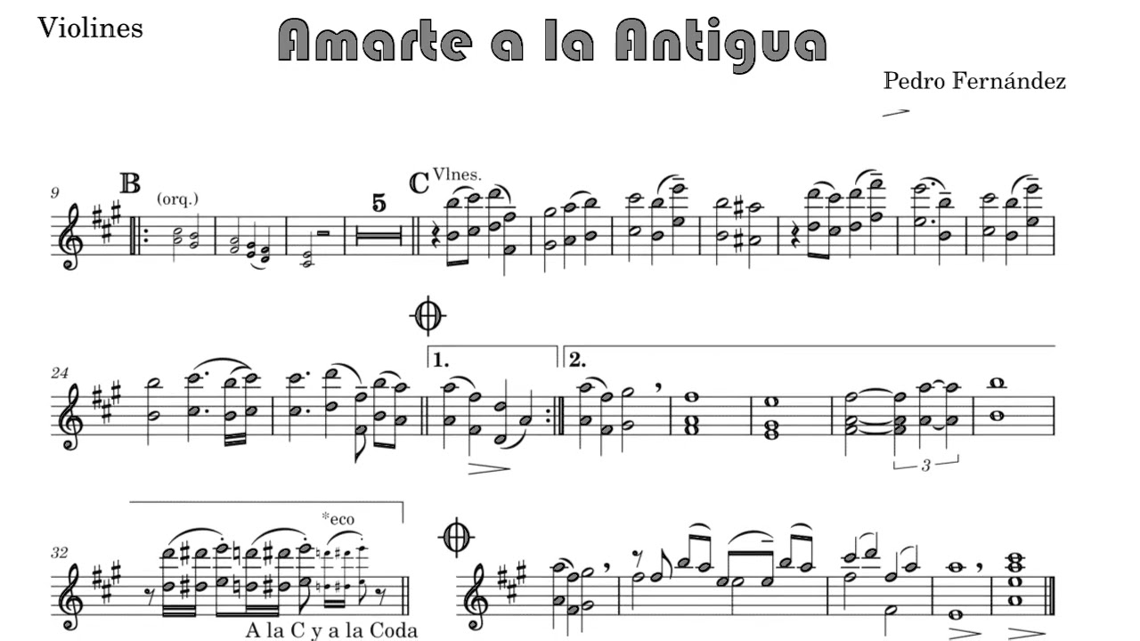 13. Amarte a la Antigua - Partitura para Violines