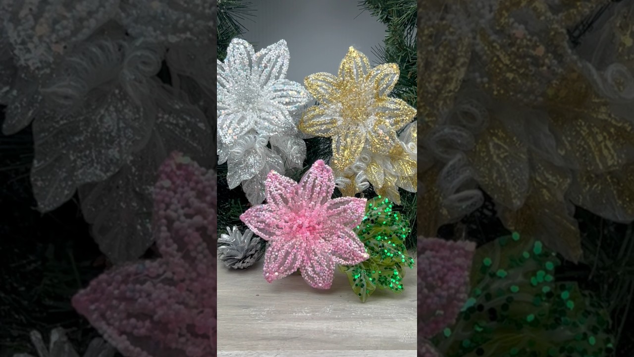 DIY 14- Серия моих Новогодних цветов - из капрона