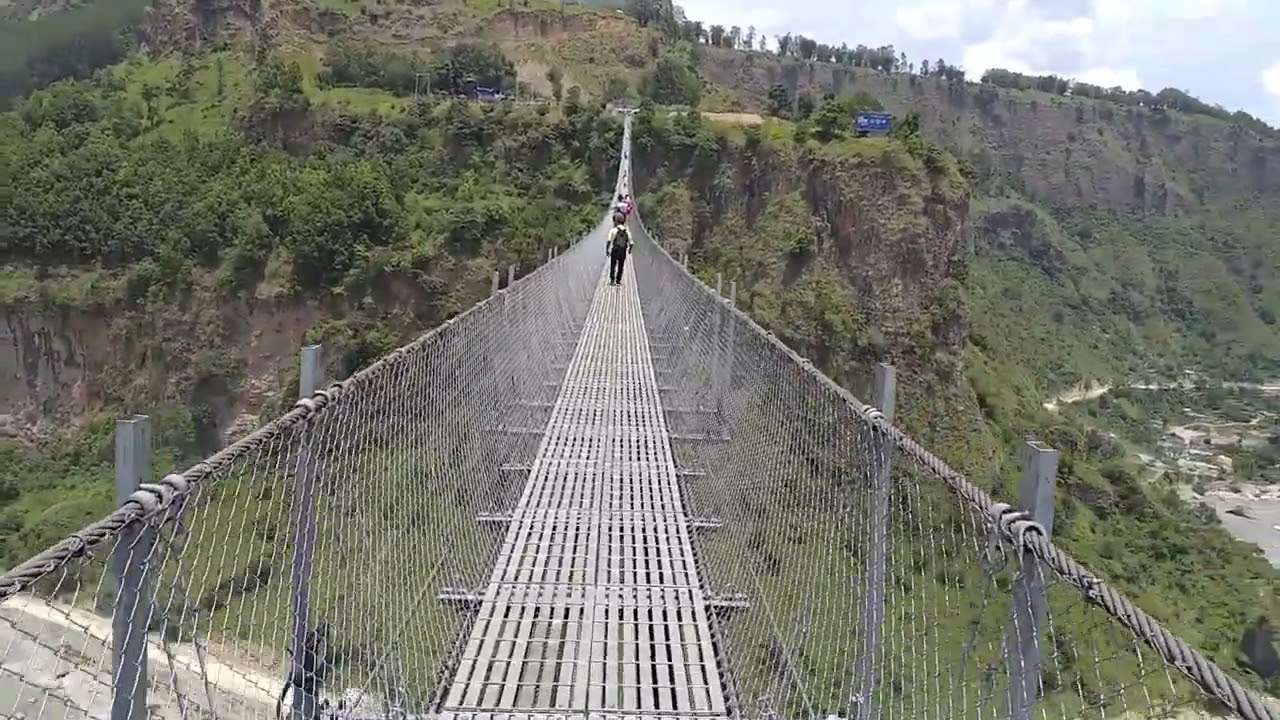 Largest hanging bridge across Gandaki River near Pokhara in Nepal #travel #nepal