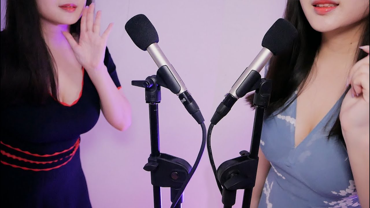 ASMR close up + far away twin inaudible whisper asmr