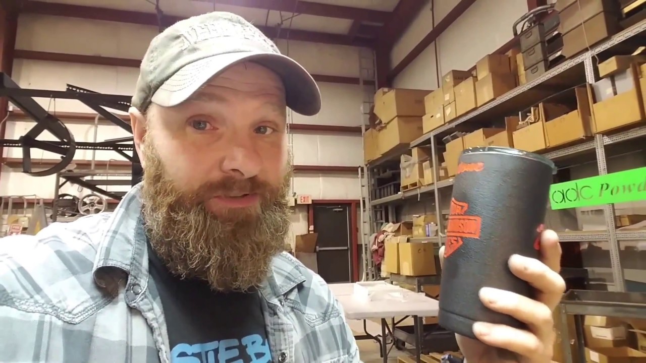 Powdercoating yeti cups.