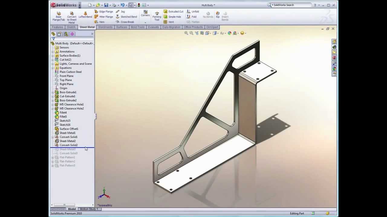 SolidWorks Multibody sheetmetal design