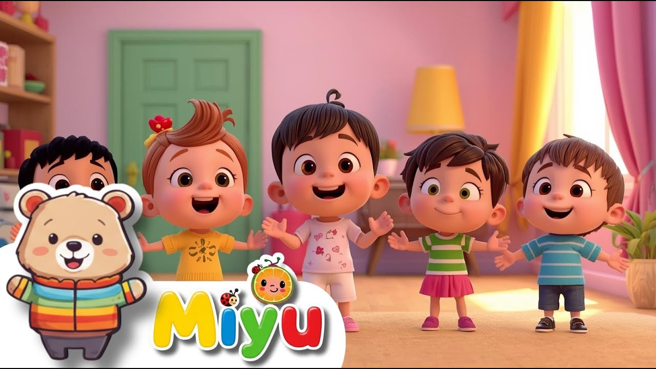 🚗🎨 Canción de los 5 Coches + Monos Alegres y Policía 👮‍♂️ | Canciones Infantiles - Miyu