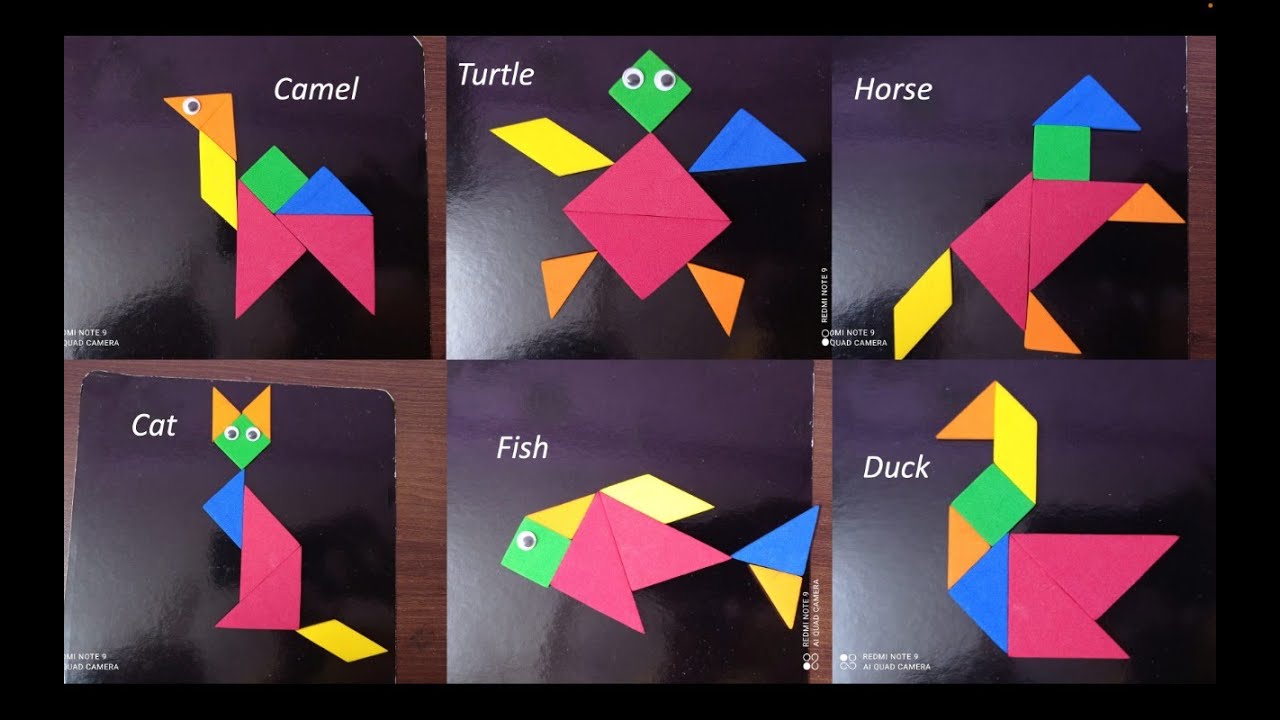 6 Tangram animals | Tangram activity | How to make Tangram animals | Easy tangram animals making |