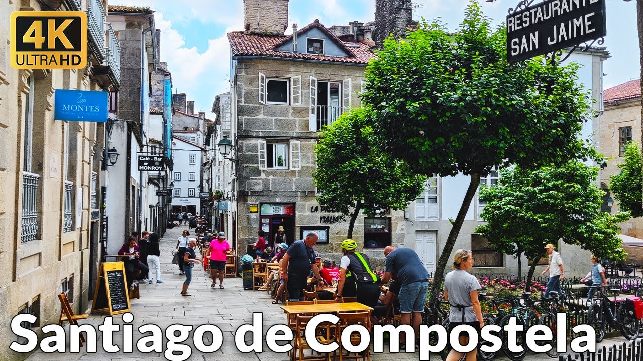 Exploring Santiago de Compostela, Spain: A Charming Walking Tour of the Old Town (4K 60fps)