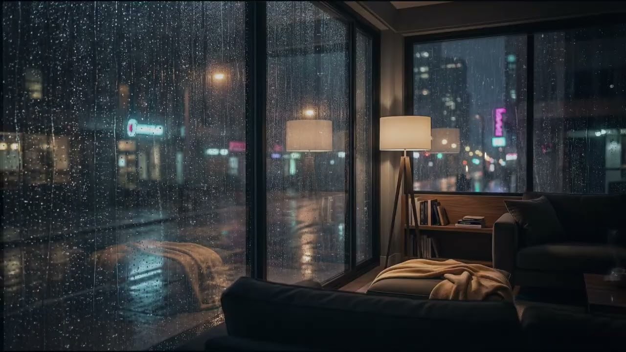 Rainy Night in the City 🌧️ Cozy Window Rain Sounds for Deep Sleep & Relaxing Study