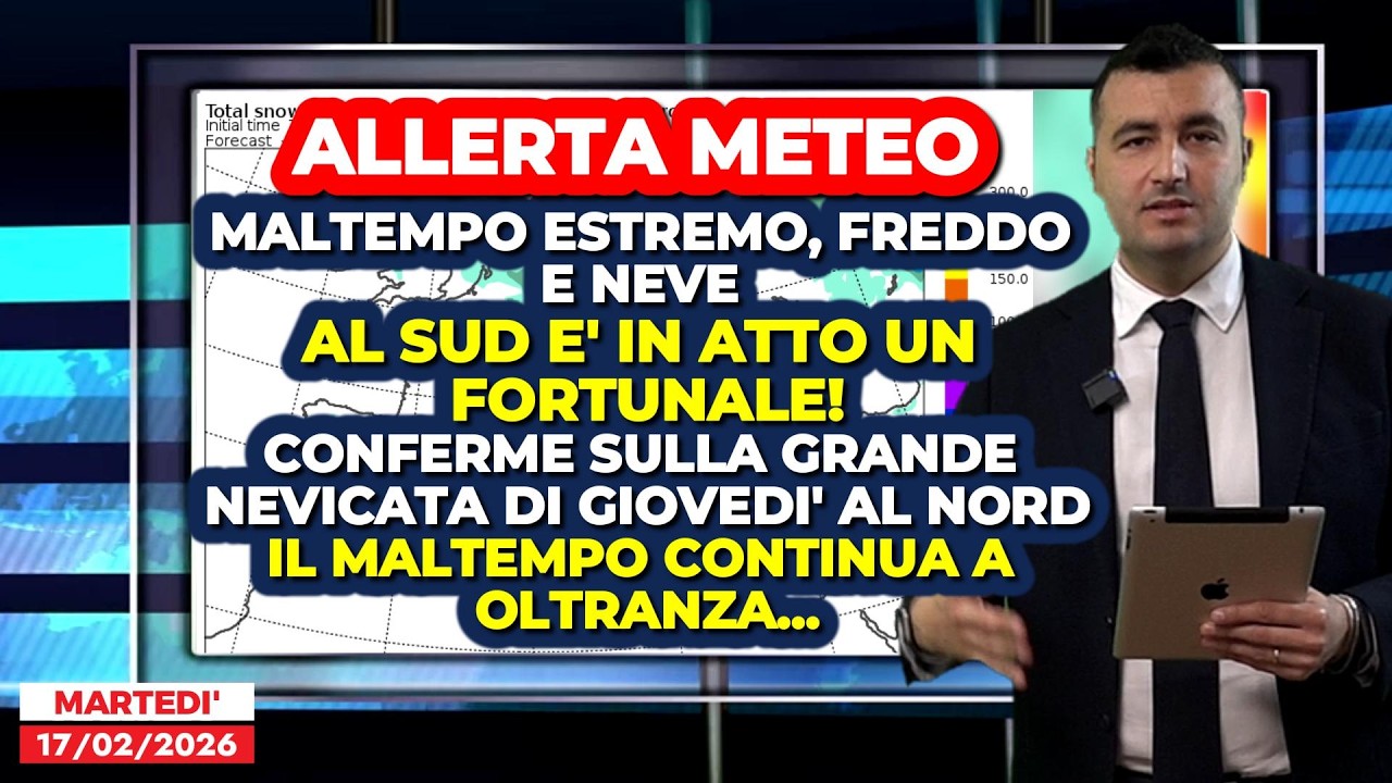 Allerta Meteo, al Sud è in atto un FORTUNALE!!! Conferme sulla grande nevicata di giovedì al Nord!