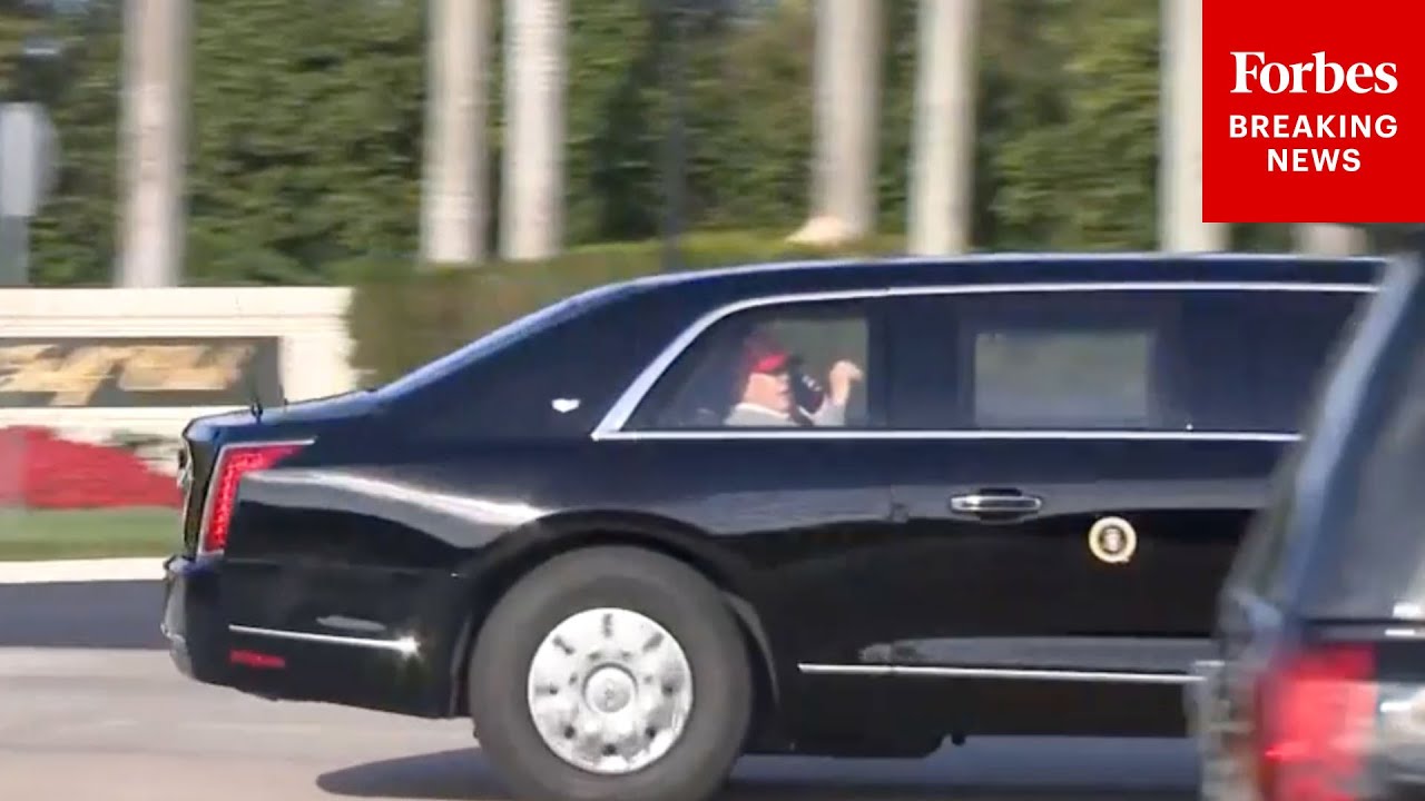 President Trump Arrives At Trump International Golf Club In Palm Beach, Florida