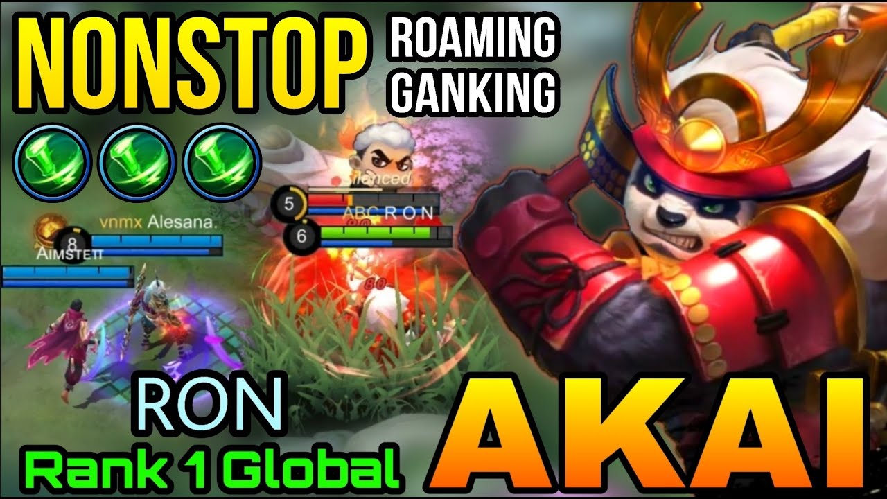NonStop Roaming & Ganking Akai Akazonae Samurai - Top 1 Global Akai by RON - MLBB
