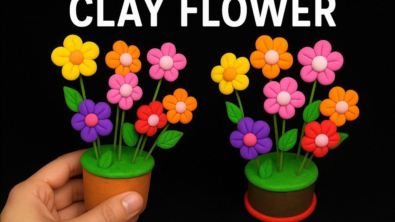 Clay flower making|Clay Craft ideas। Flowers|DIY Clay Art|ক্লে দিয়ে ফুল বানানো #clayflower
