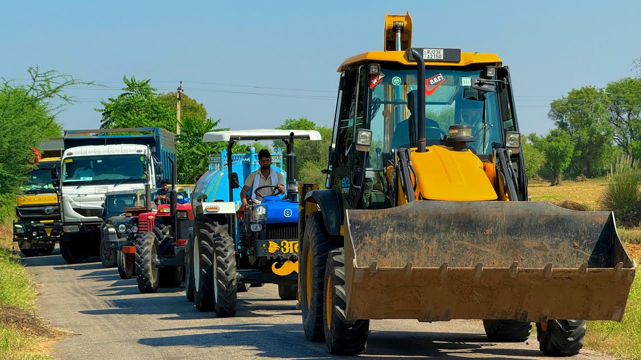 Jcb 3dx Loading Mud TATA Tippers Trolley Tractors Swaraj 855 Fe New Holland 3630 Tractor Thar truck