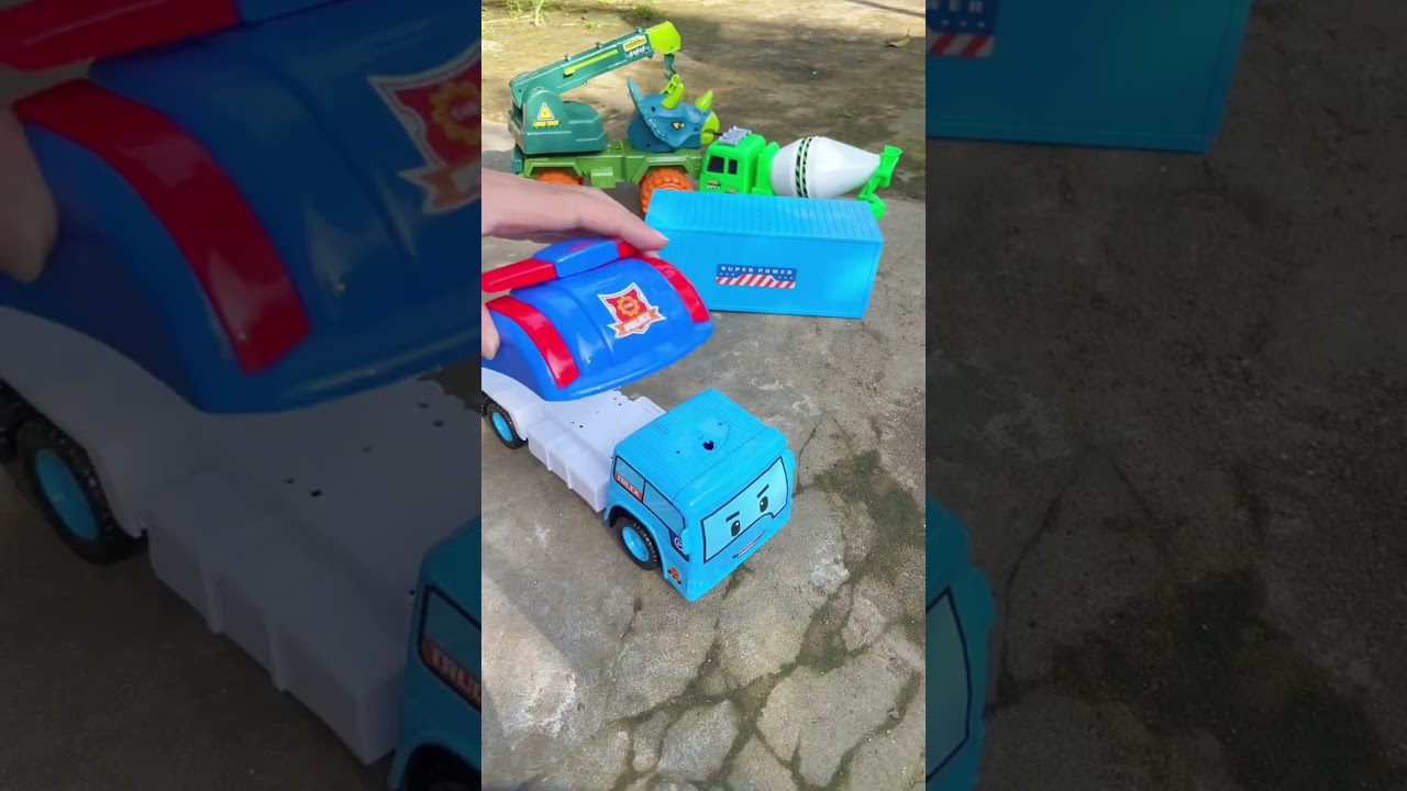 Xe &ocirc; t&ocirc; c&ocirc;ng tr&igrave;nh, lắp r&aacute;p xe tải poli | Toy cars, truck assembly #shorts