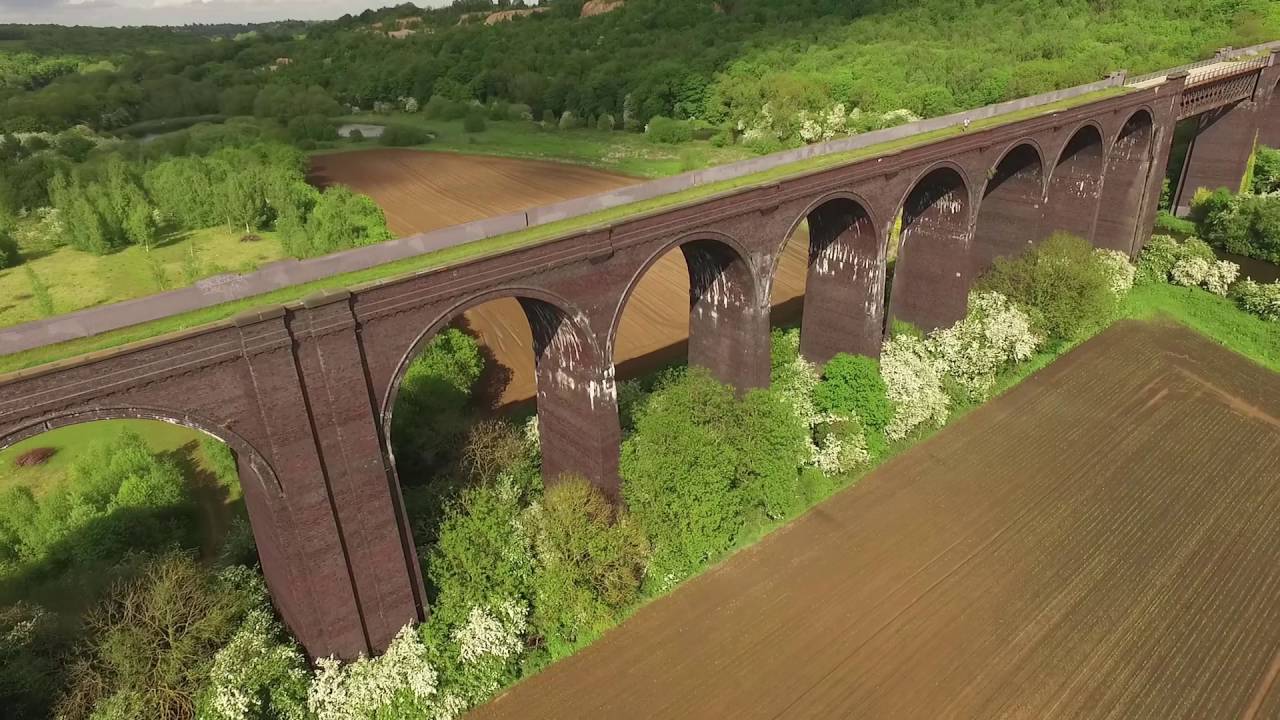 Conisbrough Viaduct, South Yorkshire from the Air.