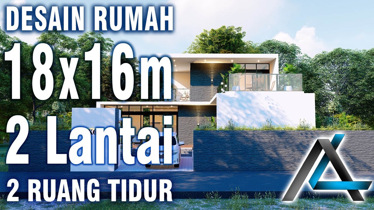 DESAIN RUMAH 18 x 16  meter I Bandung - 3D ANIMASI RUMAH MINIMALIS MODERN + ROOFTOP
