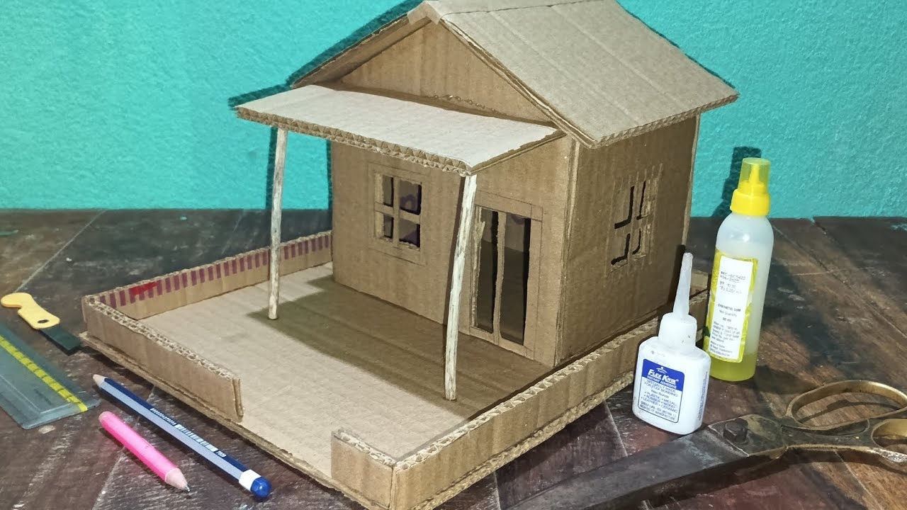 How to make beautiful cardboard house || #craft #viral #cardboard