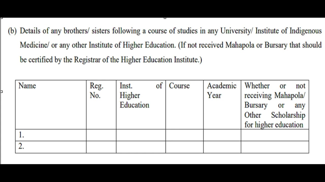 Bursary form