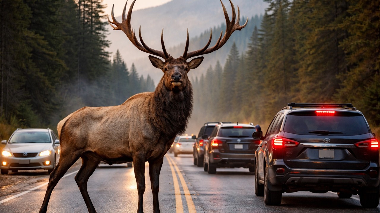 Олень перекрыл трассу и не пускал машины… Когда полицейский пошёл за ним, он онемел от увиденного