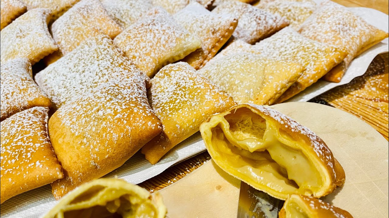 ￼Ravioli con crema pasticcera e marmellata al caffè.fritti o al forno.dolce di carnevale pazzesco.