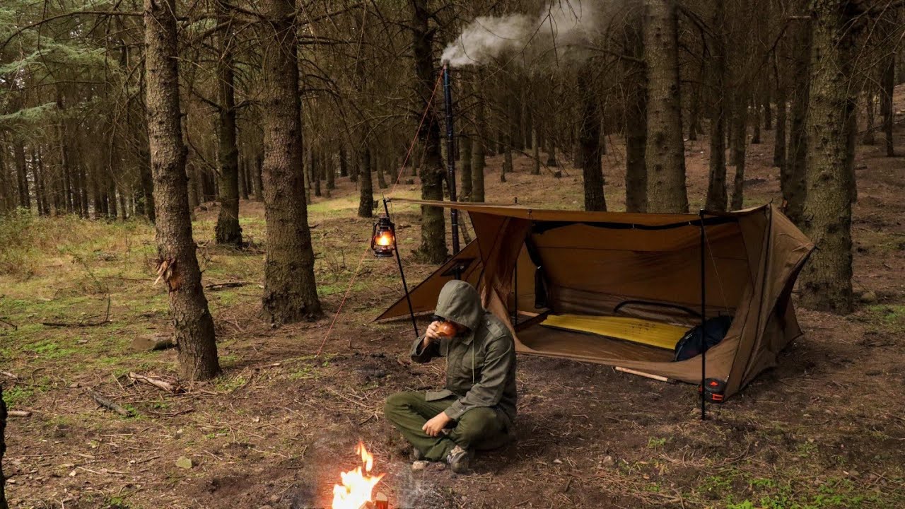 Solo Hot Tent Winter Camping and Cooking