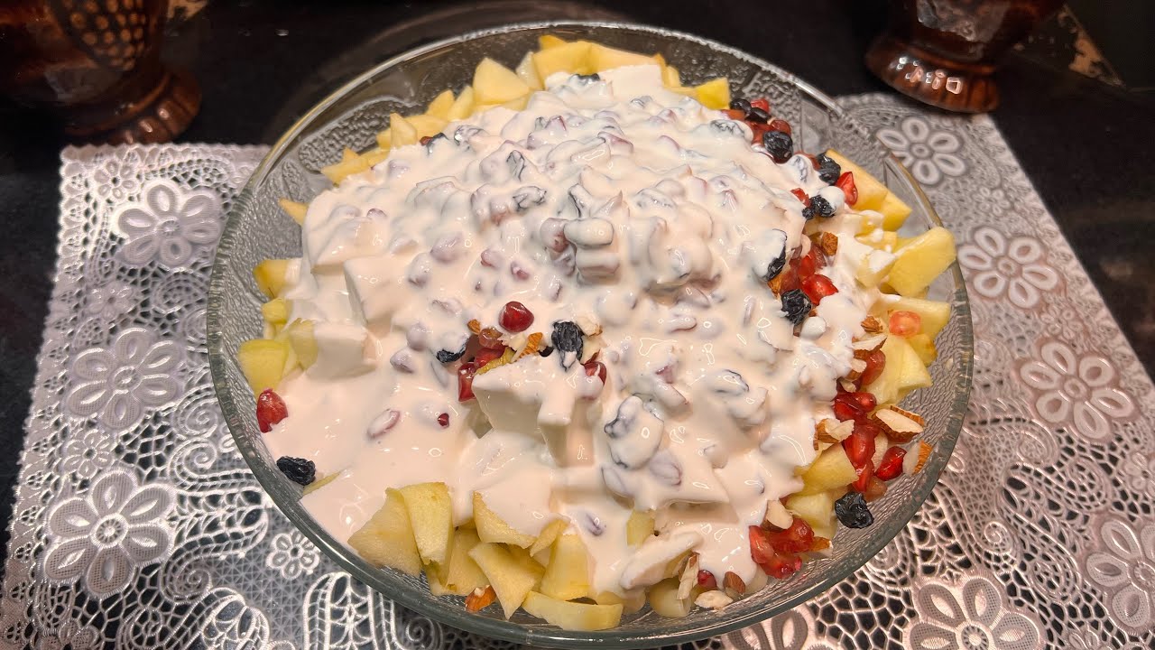 Creamy Fruit Salad Recipe | Homemade Cream Chat Dessert 
