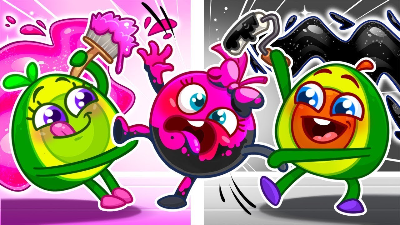 Pink vs Black Color Challange for Kids 💗 Learn Colors with Avocado Baby 🎨 Toonzey Songs