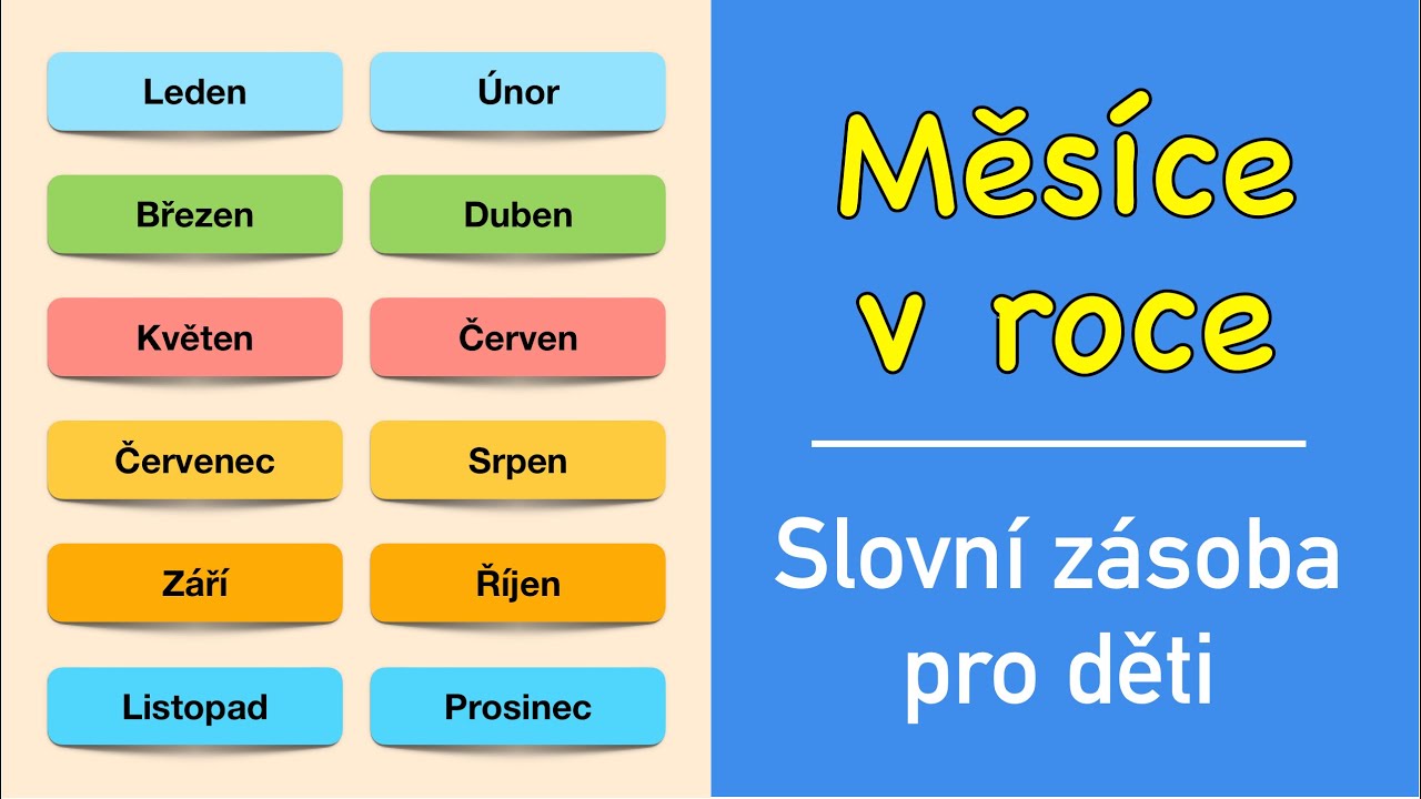 Učení slov pro děti | Měsíce v roce (leden, únor, březen, duben, květen, červen, červenec a další)