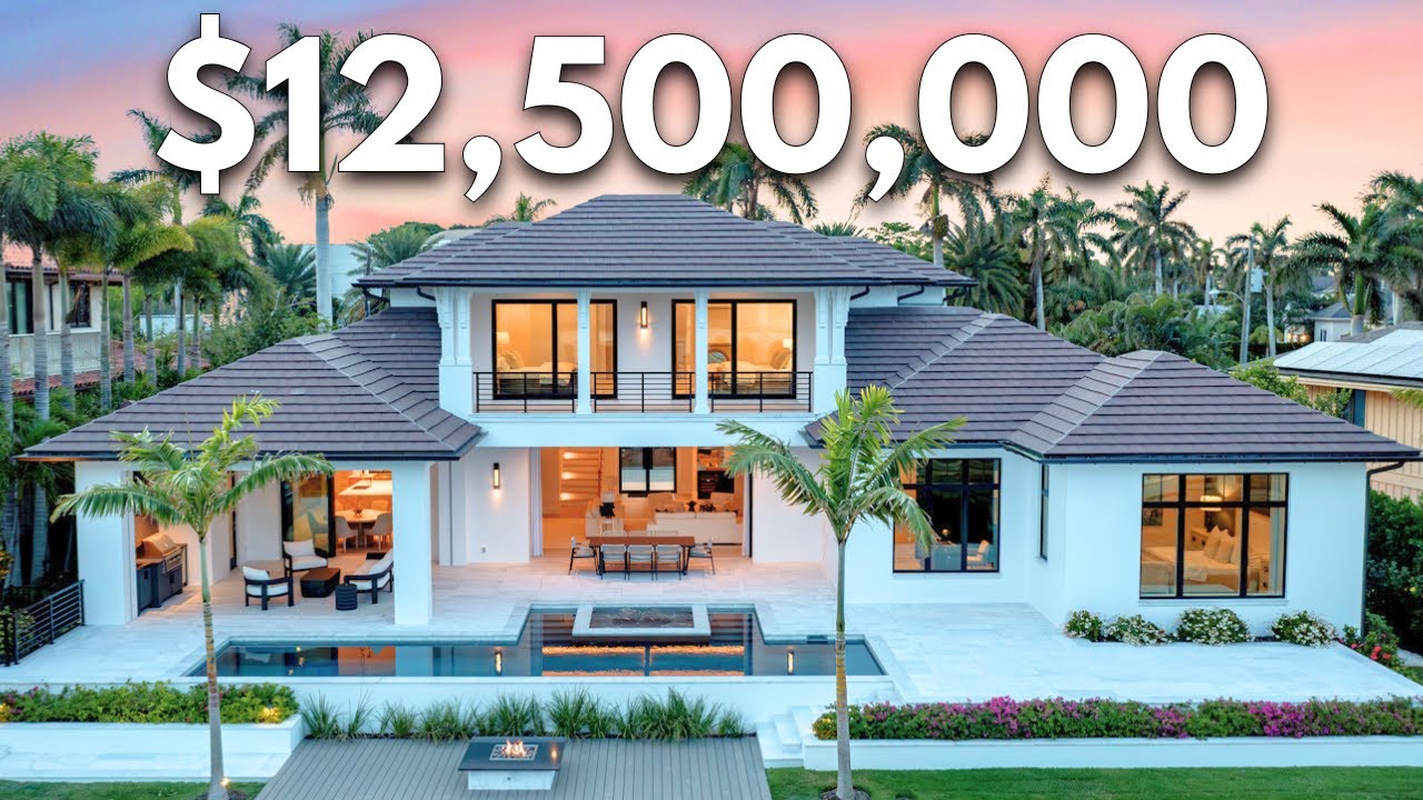 Touring a $12.5M New Waterfront Home in Florida | Coastal Contemporary Design in Aqualane Shores