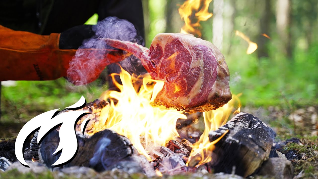 Meine Hand grillt dieses XXL-Steak am Feuer ASMR style 🔥🔥🔥