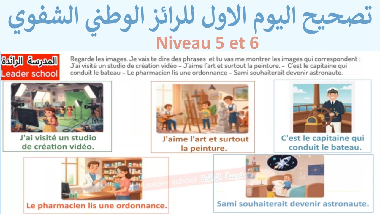 تصحيح الرائز الوطني الشفوي الفرنسية اليوم الأول🗨️ المرحلة الثالثة - المستوى 5 و 6 🏫المدرسة الرائدة