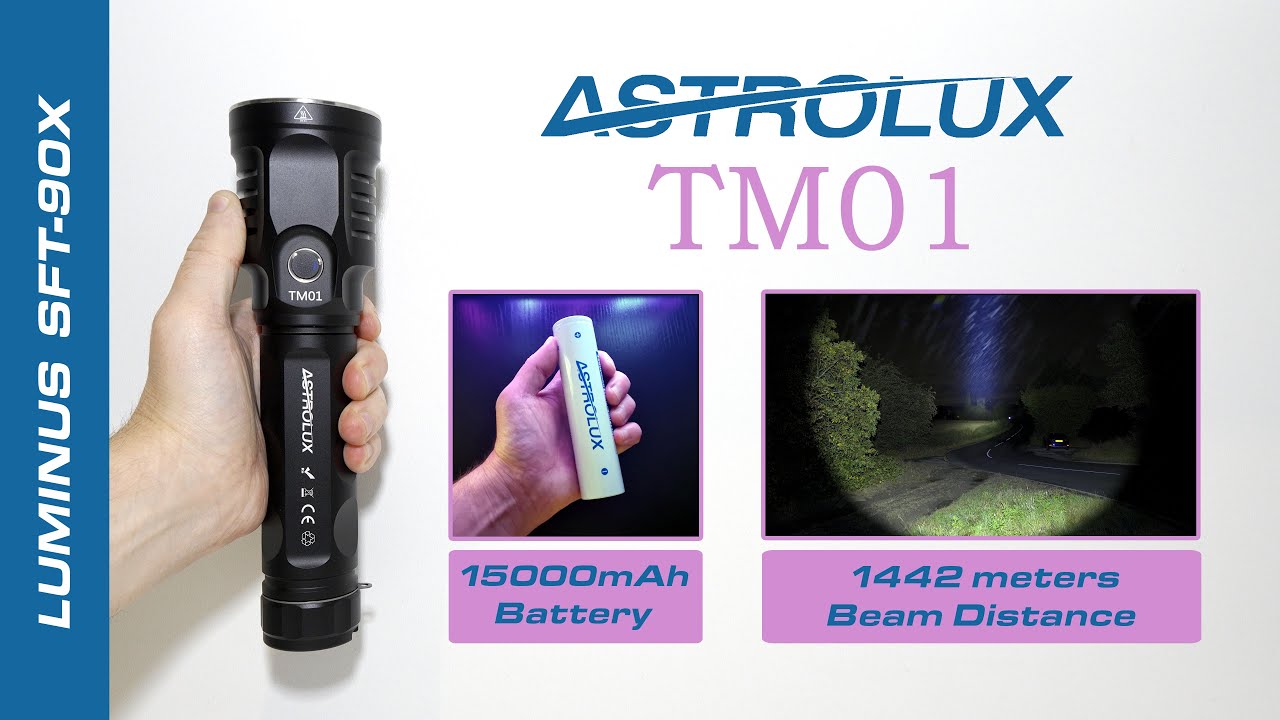 ASTROLUX TM01 - 6500 lumens - 1442m - LUMINUS SFT-90X LED - massive 15000mAh battery!
