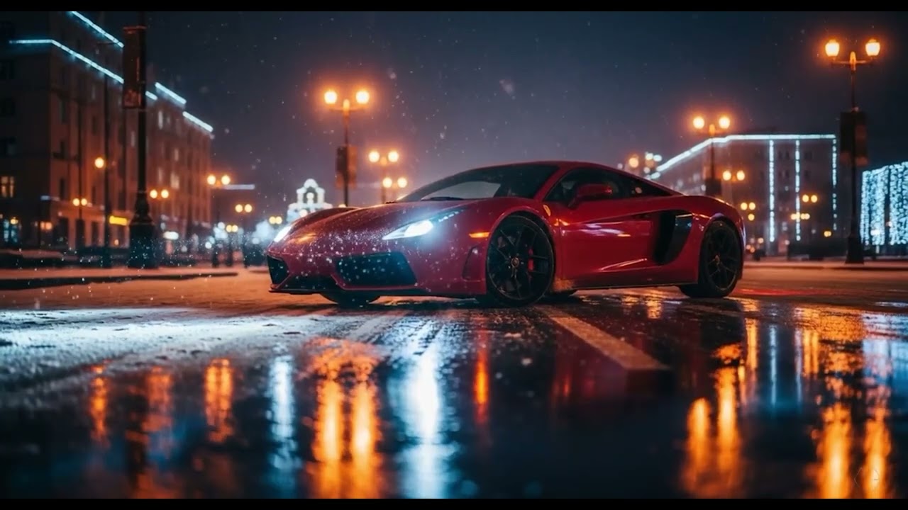 Red Winter Drive | Night Lights & Chill Beats