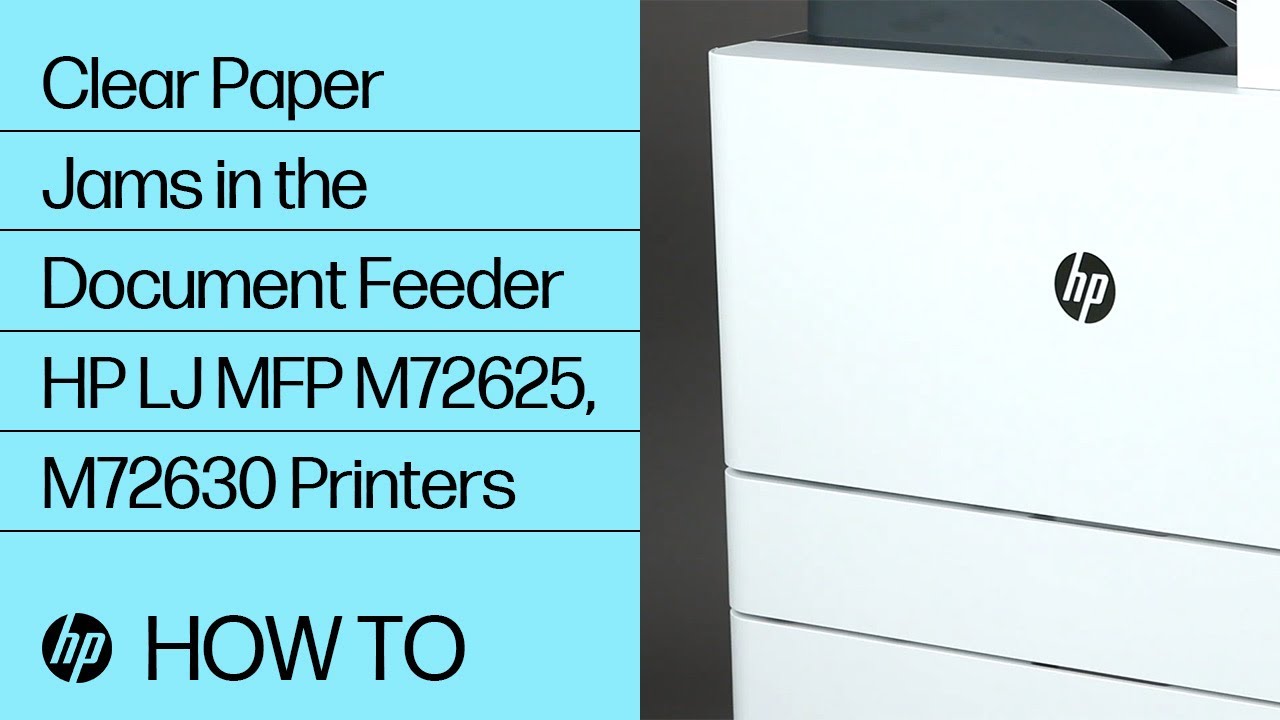Clear Paper Jams in the Document Feeder | HP LaserJet MFP M72625 and M72630 Printers | HP