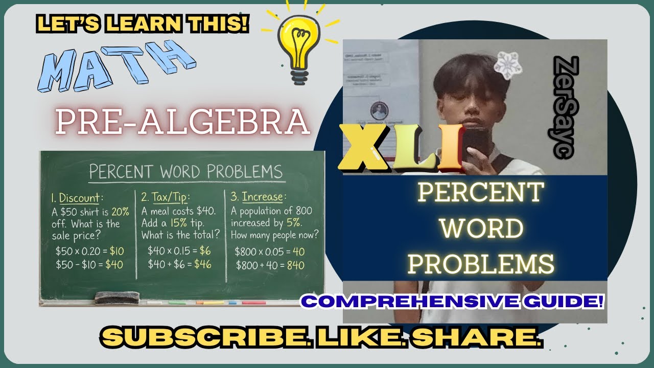 PRE-ALGEBRA | PERCENT WORD PROBLEMS (TAGALOG/FILIPINO EXPLANATION)
