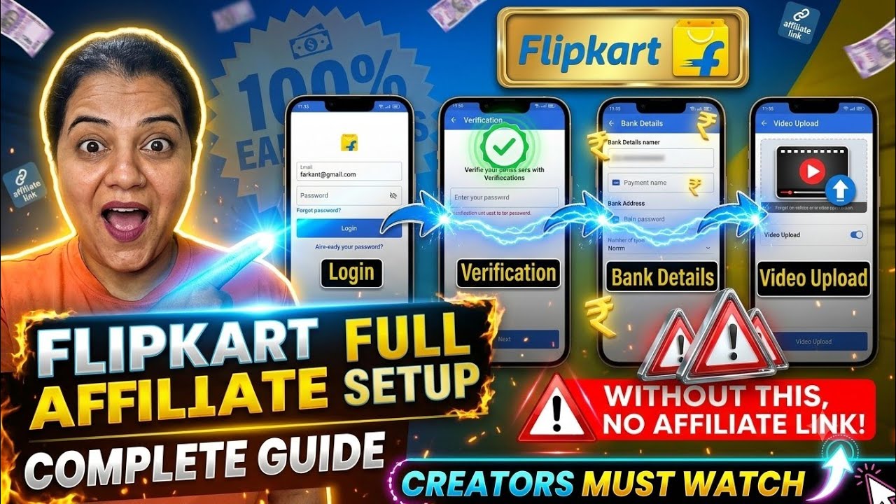 Flipkart Affiliate Account Kaise Banaye?🤑 Flipkart Affiliate Program Complete Tutorial 2026 ✅️
