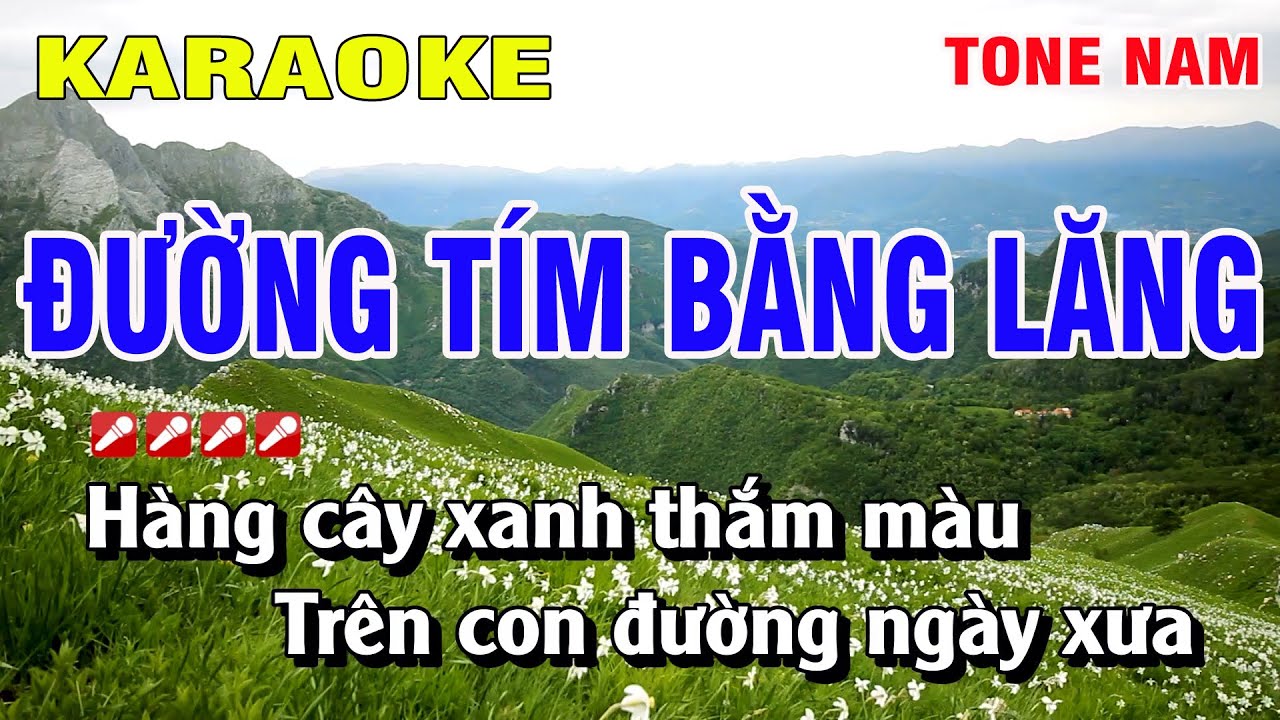 Karaoke Đường Tím Bằng Lăng Tone Nam Nhạc Sống | Hoàng Luân