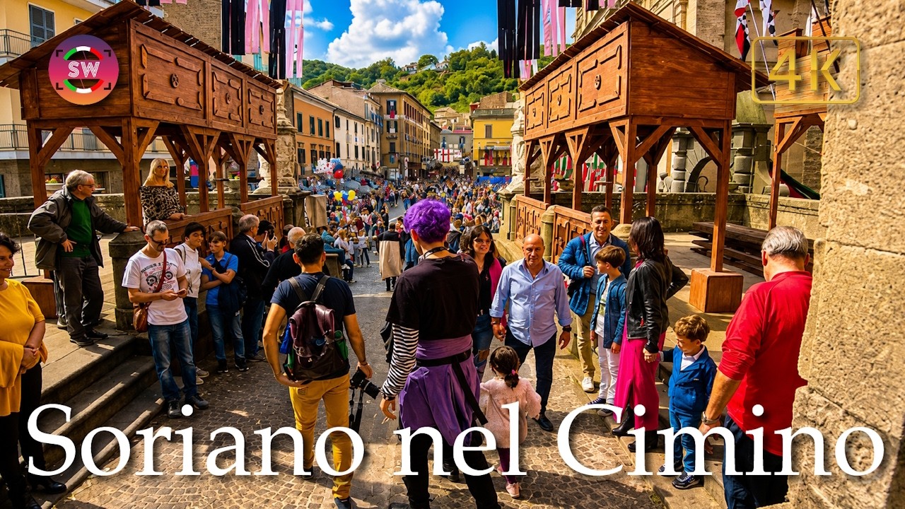 Soriano nel Cimino (Lazio), Italy【Walking Tour】History in Subtitles - 4K