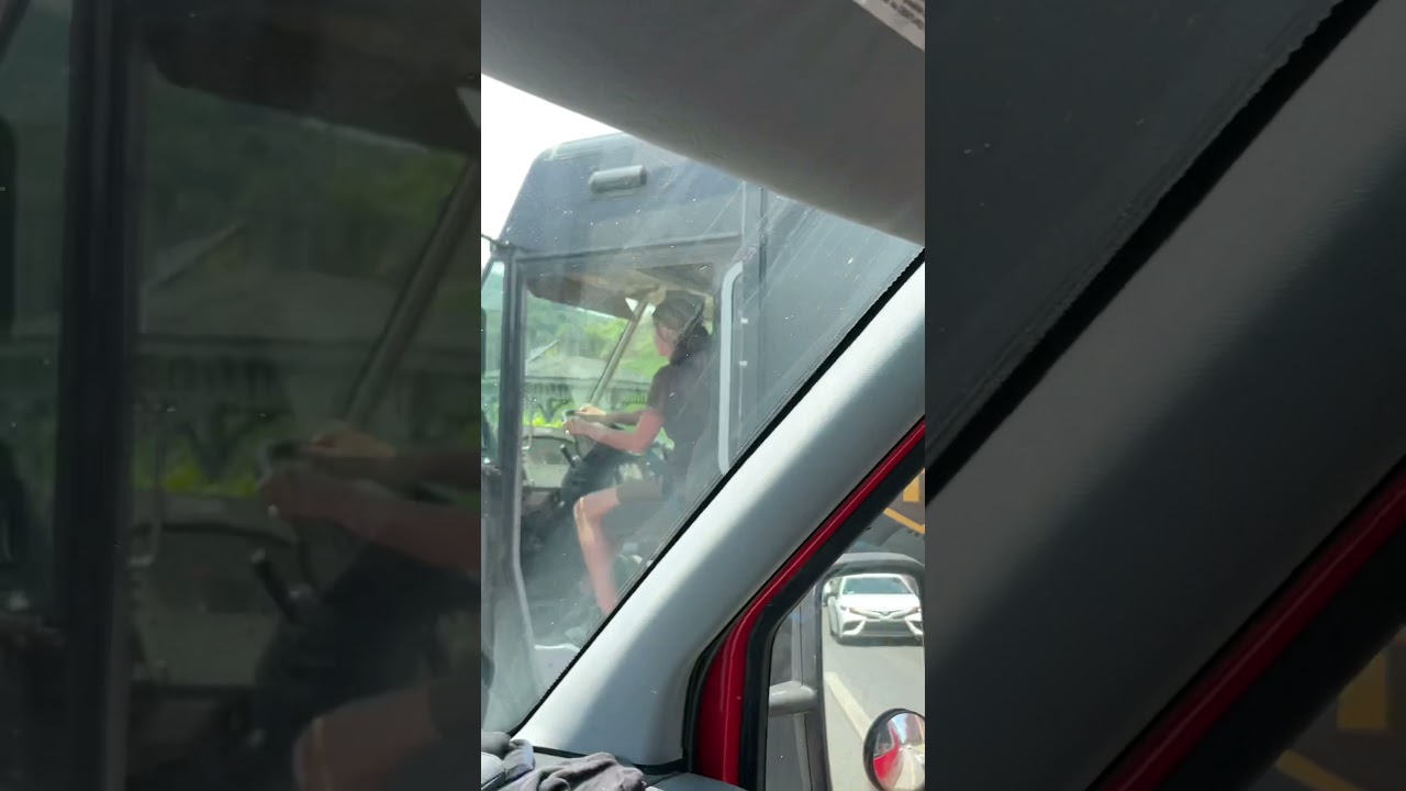 Beautiful Girl Drives UPS Truck
