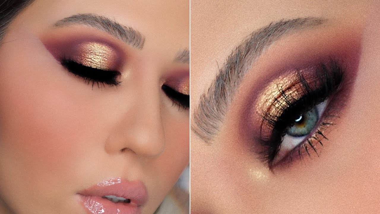 GOLD & BURGUNDY HALO CUT-CREASE EYESHADOW TUTORIAL | COLOURPOP 