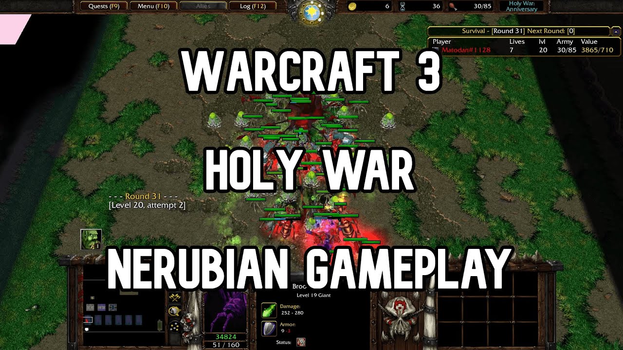 Warcraft 3 - Holy War - Nerubian Gameplay - First Time Playing (no commentary)