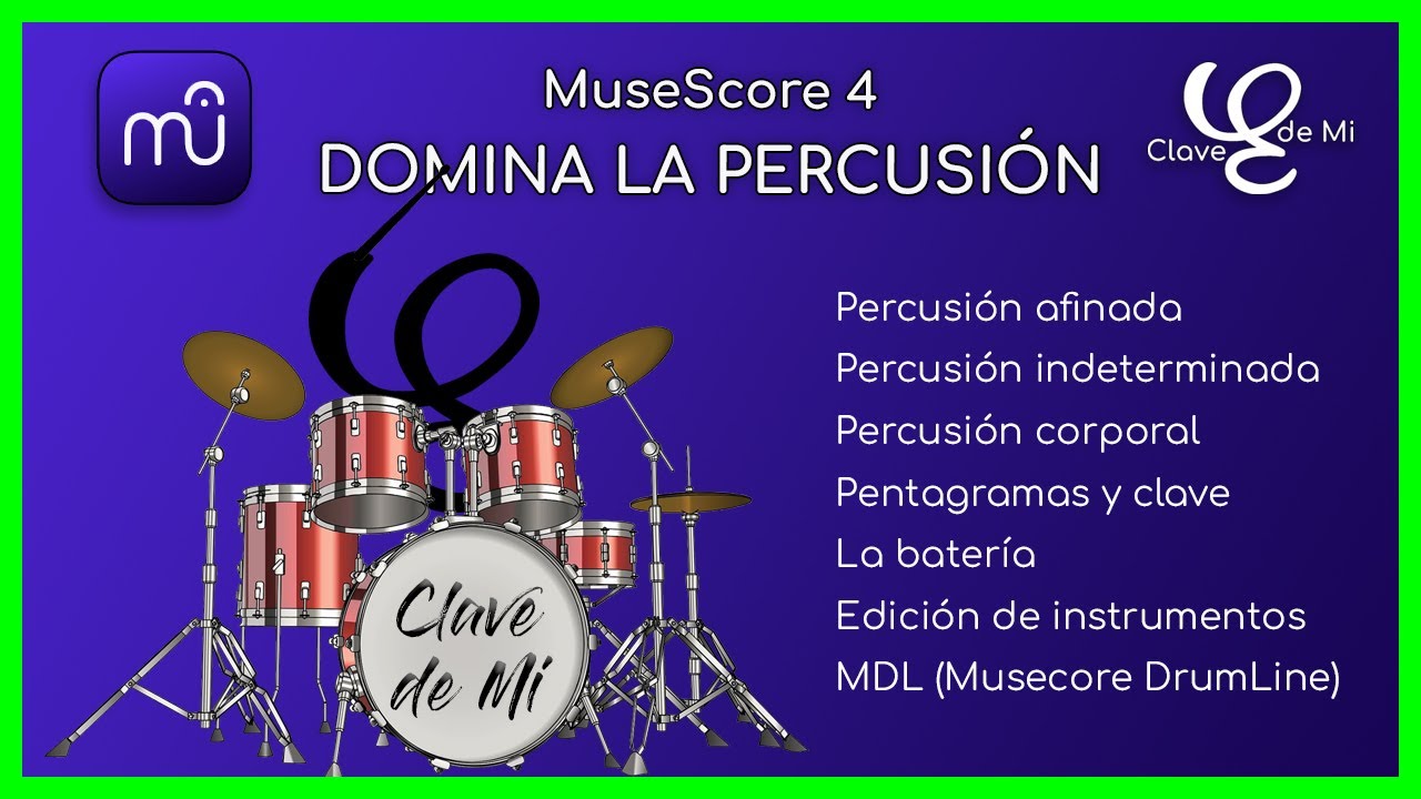 🥁 PERCUSIÓN al COMPLETO con MuseScore: Notación de Batería + MDL (MuseScore DrumLine)