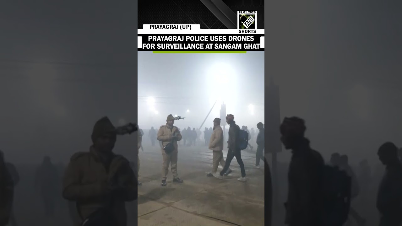 Prayagraj Police uses drones for surveillance as devotees arrive at Sangam Ghat on Mauni Amavasya