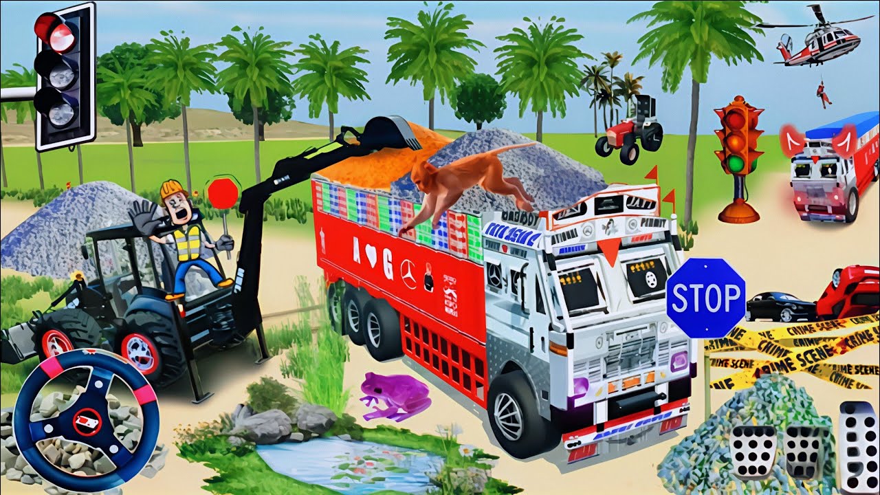 🔴Drive JCB and Uploading 🪨🏗Stone From Dumper🌋 Truck in Game #truck​ #jcb​ #tractor​ #dumper​ #games​